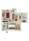 1BR 1BA Den 816sqft